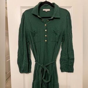 LOFT Forest Green Long Sleeve Dress